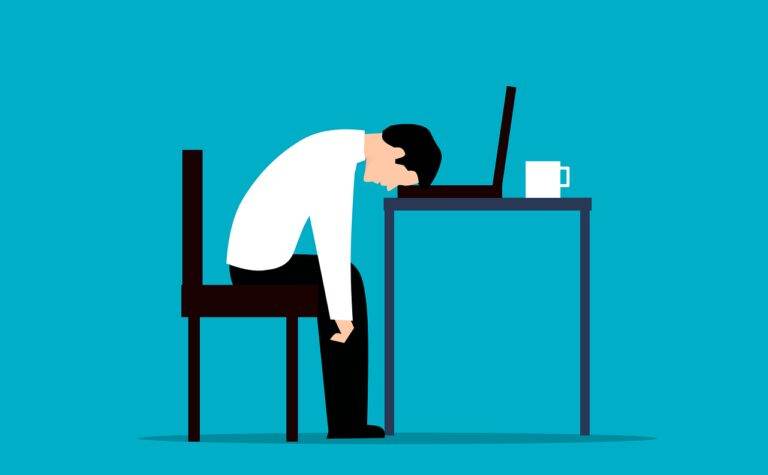 employee, desk, stress, sleep